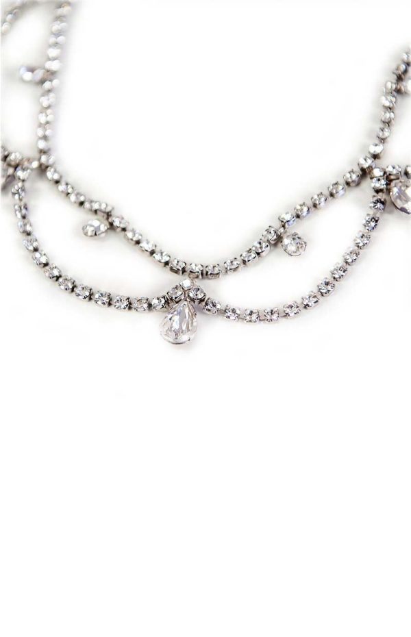 Moonlight Romance Crystal Scallop Bridal Necklace, Rhodium - Image 3