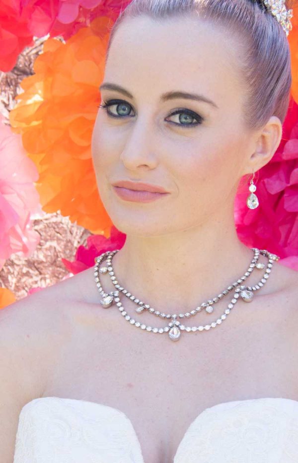 Moonlight Romance Crystal Scallop Bridal Necklace, Rhodium - Image 5