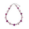 Halo Bridal Necklace Pink and Clear Crystals, Rhodium Metal - Image 6