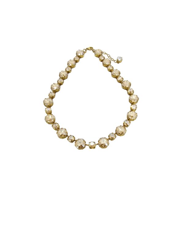 Halo Bridal Necklace Gold Crystals, Gold Metal - Image 5