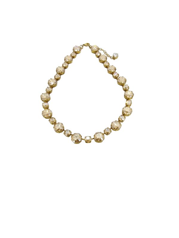Halo Bridal Necklace Gold Crystals, Gold Metal - Image 4
