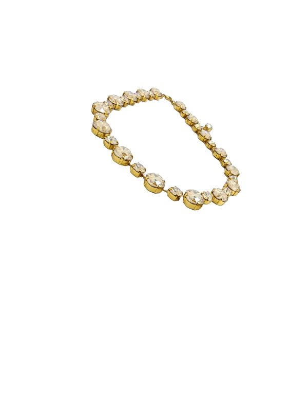 Halo Bridal Necklace Gold Crystals, Gold Metal - Image 3