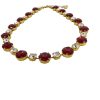 Halo Crystal Necklace Red and Clear Crystals, Gold Metal - Image 17