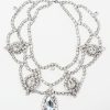 Moonlight Romance Crystal Statement BIB Necklace, Rhodium