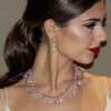 Moonlight Romance Crystal Scallop Bridal Necklace, Rhodium - Image 6