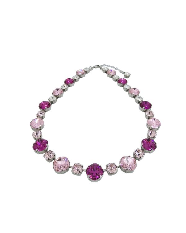 Halo Crystal Necklace Red and Clear Crystals, Gold Metal - Image 11