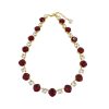 Halo Crystal Necklace Red and Clear Crystals, Gold Metal - Image 5