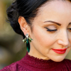 Parisian Green Crystal Marquise Earring, Rhodium Metal 5cm long - Image 4