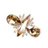 Zora Gold Navette and Teardrop Crystal Ring, Gold Metal, 8cm Wide