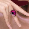 Manhattan Magenta Pink Teardrop Ring - Image 2