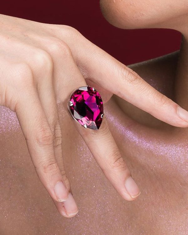 Manhattan Magenta Pink Teardrop Ring - Image 2