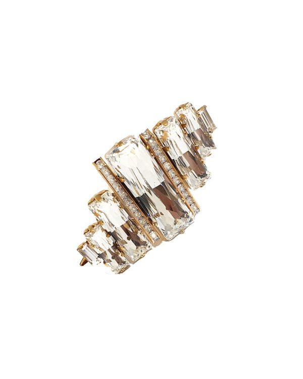 Martini Swings Clear Baguette Gold Ring