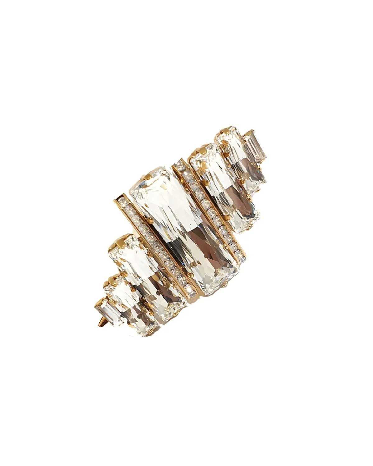 Martini Swings Clear Baguette Gold Ring