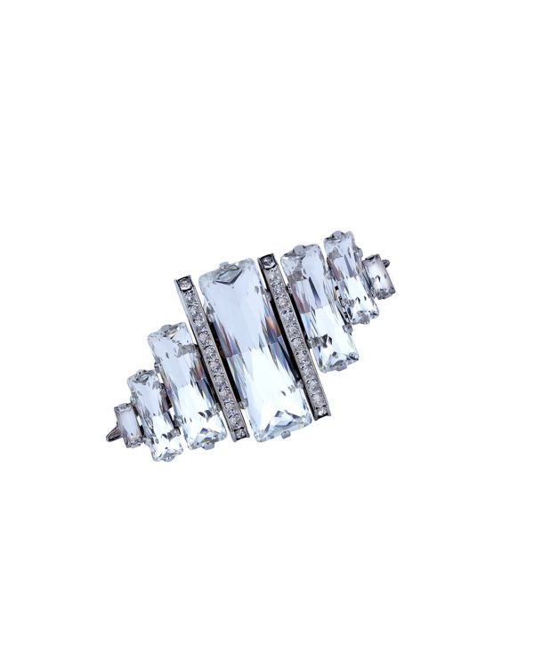 Martini Swings Clear Baguette Rhodium Ring