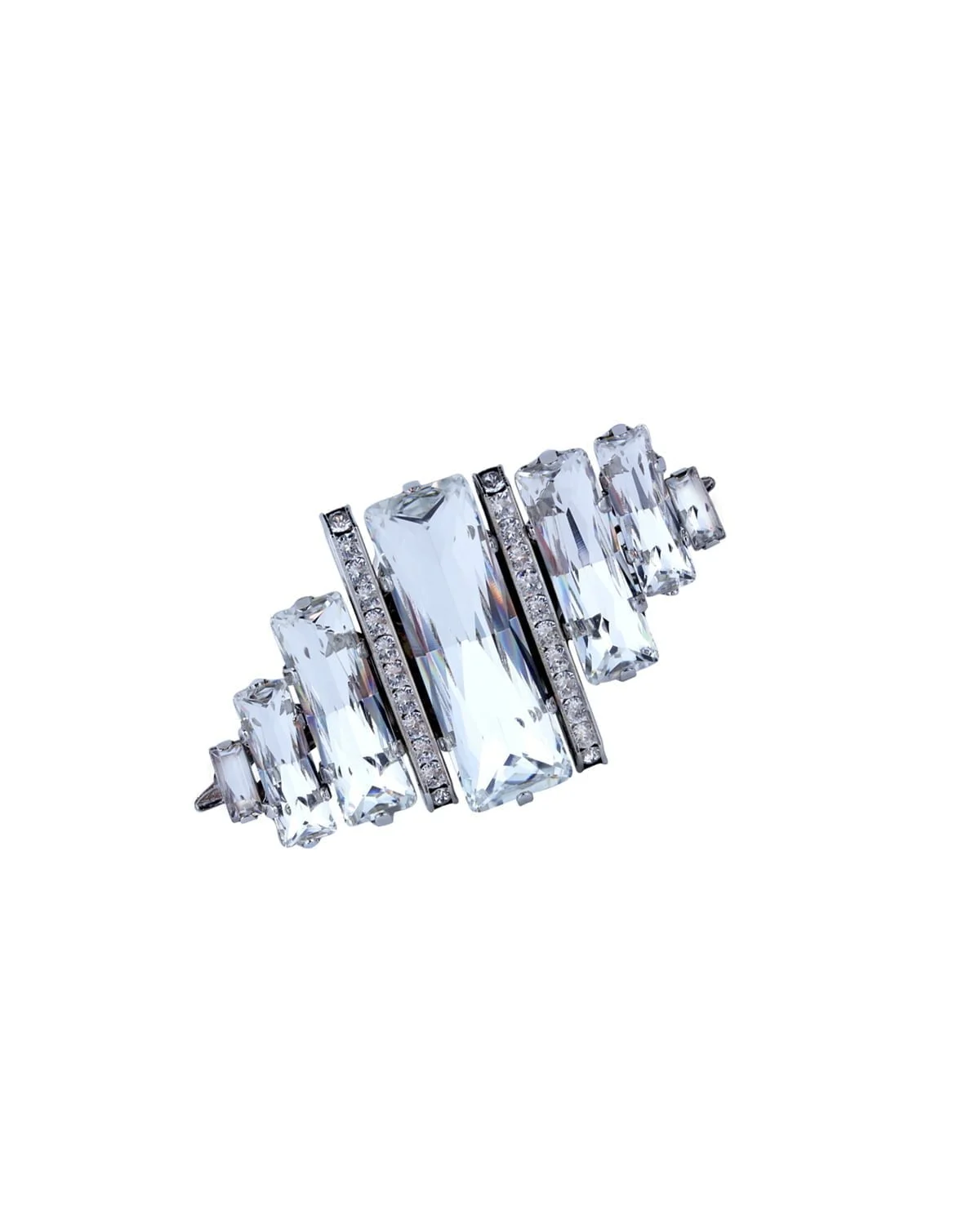 Martini Swings Clear Baguette Rhodium Ring