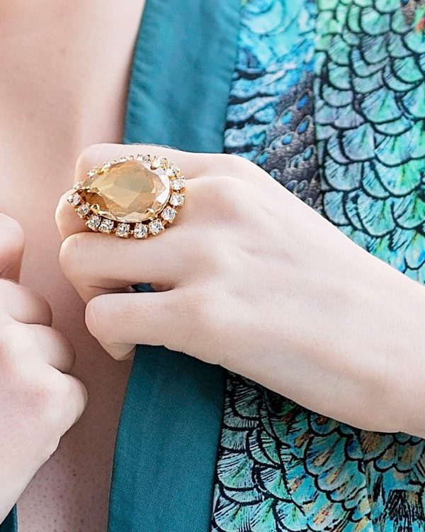 Moonlight Gold Teardrop Statement Ring - Image 2
