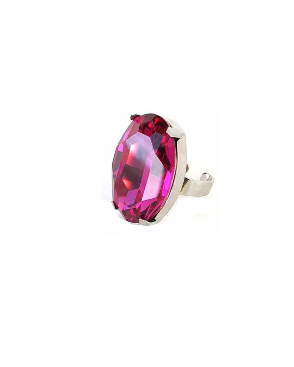 Lets Dance Magenta Pink Oval Ring Silver - Image 2