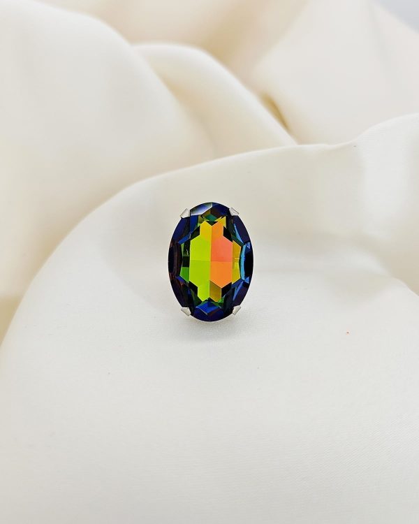 Lets Dance Multi-Coloured Oval Ring Silver - Image 3