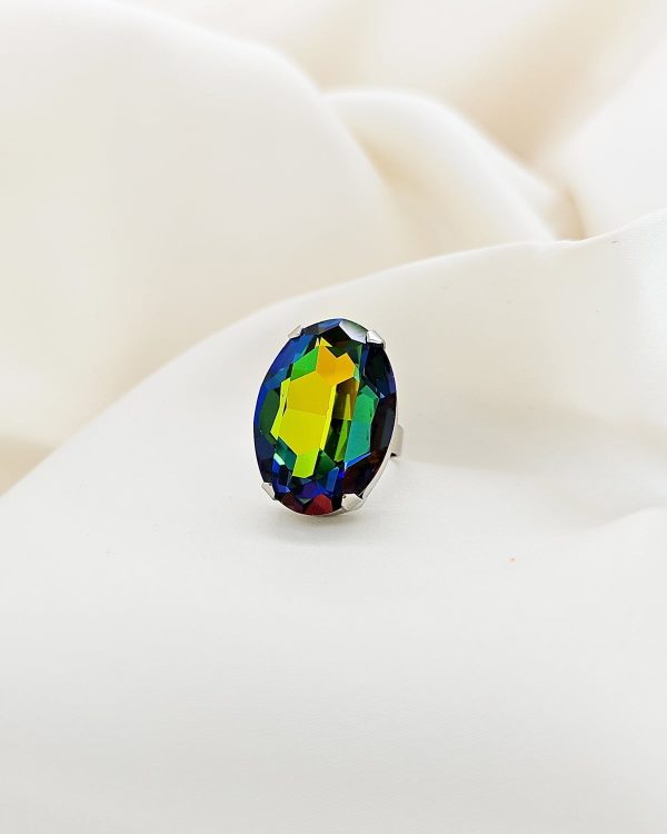 Lets Dance Multi-Coloured Oval Ring Silver - Image 4