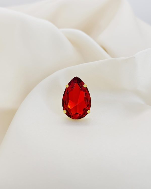 Manhattan Orange Teardrop Ring Gold - Image 3