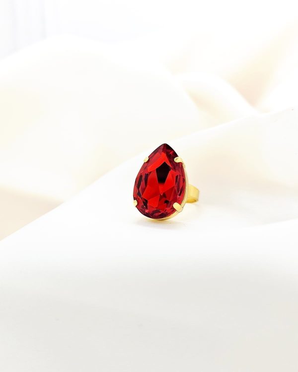 Manhattan Orange Teardrop Ring Gold - Image 4