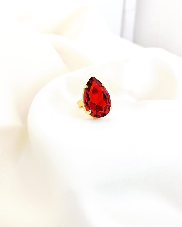 Manhattan Orange Teardrop Ring Gold