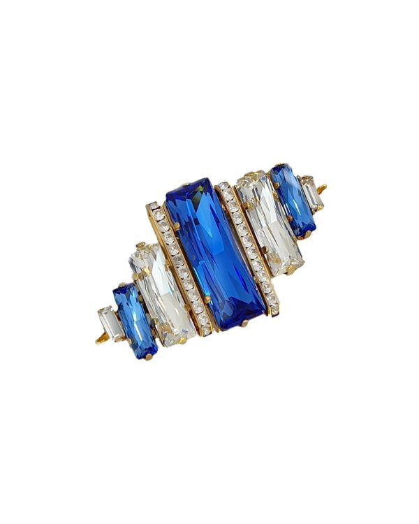 Martini Swings Blue & Clear Baguette Rhodium Ring