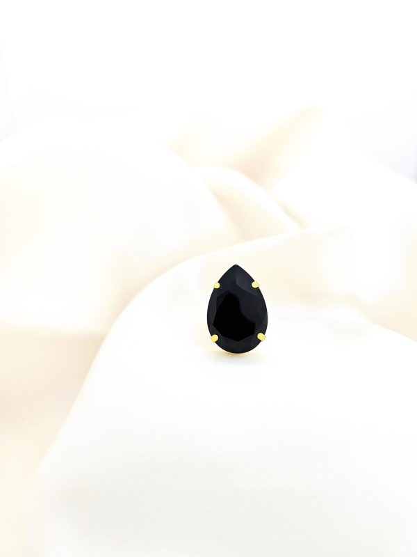 Manhattan Sable Black Teardrop Ring Gold - Image 3