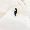 Parisian Emerald Green Navette Crystal Ring, Gold Metal, 3cm long - Image 3