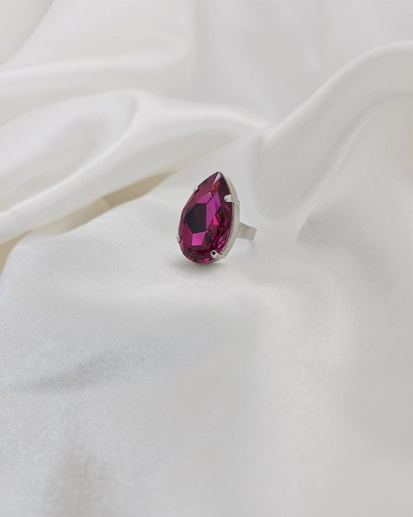 Manhattan Magenta Pink Teardrop Ring - Image 4