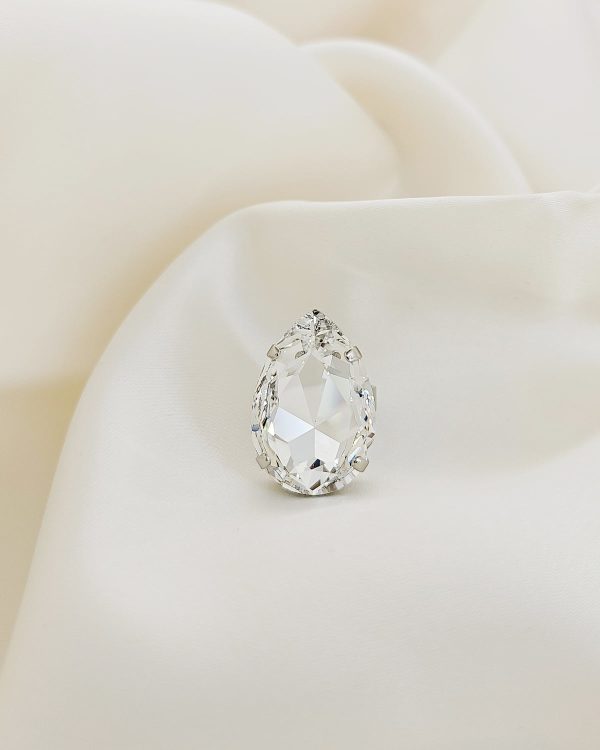 Manhattan Clear Teardrop Ring Rhodium - Image 4