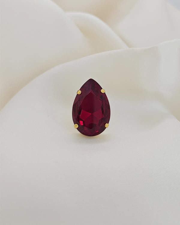 Manhattan Fire Red Teardrop Ring Gold - Image 3