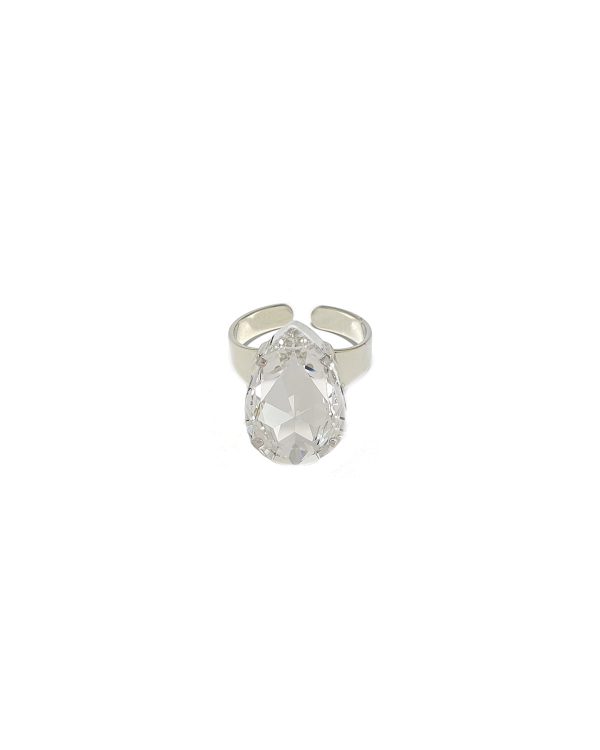Manhattan Clear Teardrop Petite Ring Rhodium - Image 6