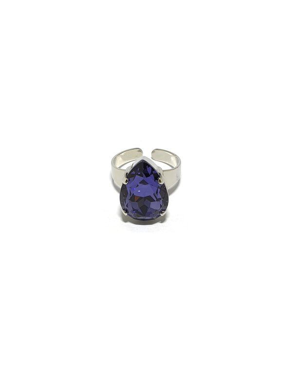 Manhattan Purple Teardrop Petite Ring Rhodium - Image 5