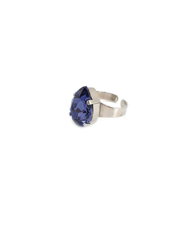 Manhattan Purple Teardrop Petite Ring Rhodium - Image 6