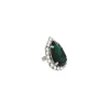 Moonlight Green Teardrop Crystal Ring, Rhodium Metal, 4cm long - Image 5