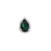Moonlight Green Teardrop Crystal Ring, Rhodium Metal, 4cm long - Image 6