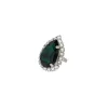Moonlight Green Teardrop Crystal Ring, Rhodium Metal, 4cm long - Image 4