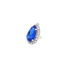 Moonlight Blue Teardrop Crystal Ring, Rhodium Metal, 4cm long - Image 4