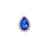Moonlight Blue Teardrop Crystal Ring, Rhodium Metal, 4cm long - Image 3