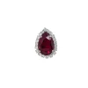 Moonlight Red Teardrop Crystal Ring, Rhodium Metal, 4cm long - Image 3