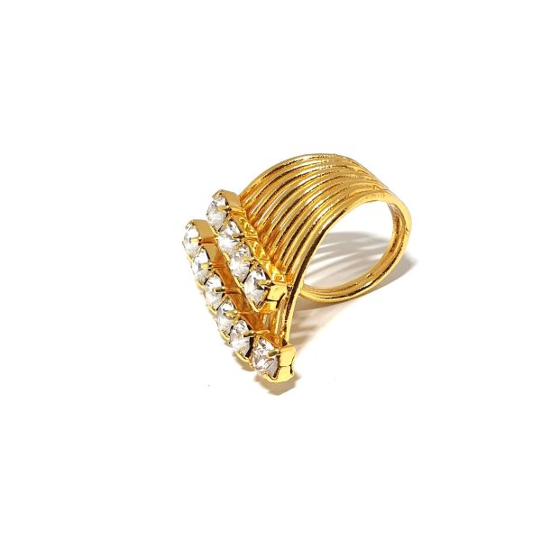 Sway My Way Crystal Spray Ring Gold, Adjustable - Image 3