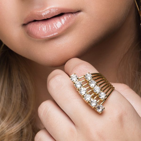 Sway My Way Crystal Spray Ring Gold, Adjustable - Image 2