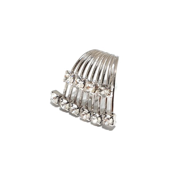 Sway My Way Crystal Spray Ring Rhodium, Adjustable - Image 2