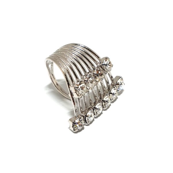 Sway My Way Crystal Spray Ring Rhodium, Adjustable