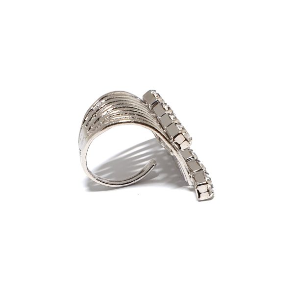 Sway My Way Crystal Spray Ring Rhodium, Adjustable - Image 4