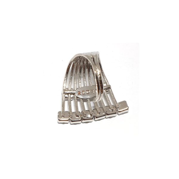 Sway My Way Crystal Spray Ring Rhodium, Adjustable - Image 6