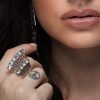 Sway My Way Crystal Spray Ring Rhodium, Adjustable - Image 3