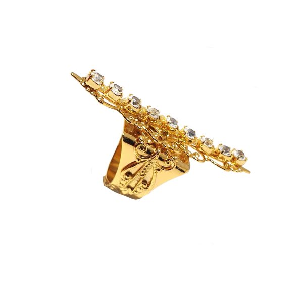 Nightfall Filigree Crystal 6cm long Ring Gold - Image 6