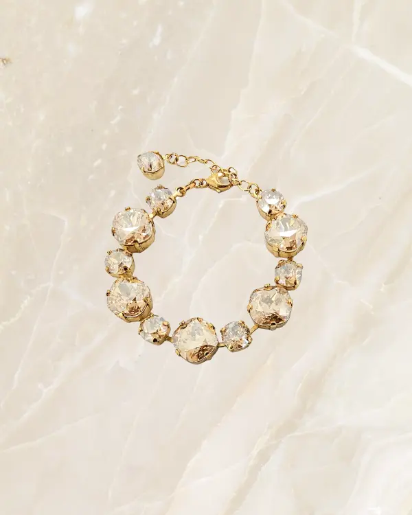 HALO-BRACELET-GOLD-2A Halo Gold Crystal Bracelet, gold statement bracelet, clear crystals, made in Australia, Redki Couture Jewellery